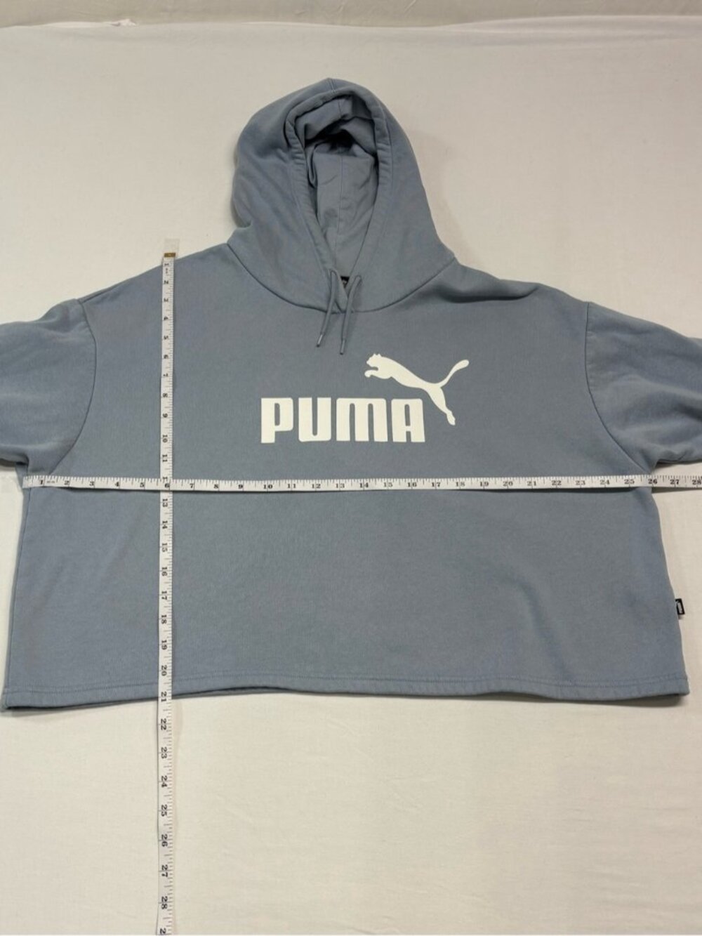 Puma Light Blue Cropped Logo Hoodie XL streetwear casual trendy comfort 504 - Picture 6 of 7